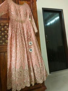 SALE!!Pastel Peach Heavy Sequinns Gown ❤️