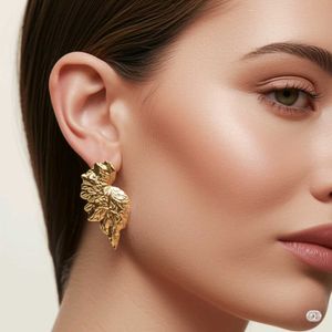 18k Gold Leaf Statement Earrings