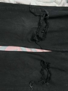 Ripped Black Wide Leg Jeans