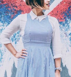Striped Backless Midi Dress