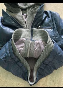 Stylish Blue Hooded Jacket