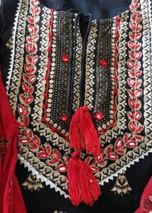 Ethnic Black And Red Anarkali Kurta Set