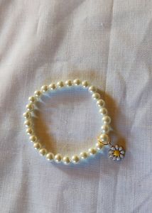 White Pearl Bracelet with Charm