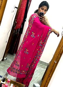 Pink Embroidered Saree