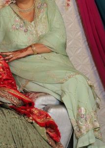 Mint Green Embroidered Sharara Kameez