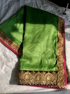 Heavy Work Parrot Green Saree