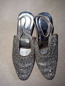 Silver Embellished Heels