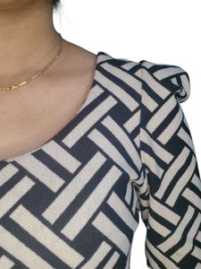 Patterned Long Sleeve Black And White Top