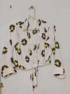 Tie-Front Black Dress With Cute White Jacket