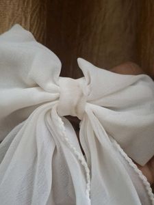 White Bow Hair Clip