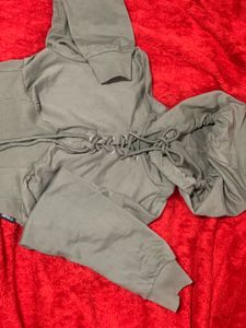 Olive Green Tie-Up Neck Crop Top