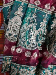 Green Embroidery Half Saree