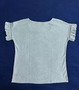 Light Green Swiss Dot Ruffle Sleeve Top