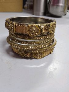 Stone Work Metal Bangles