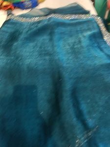 Teal &amp; Silver Sari (Minor Issue)