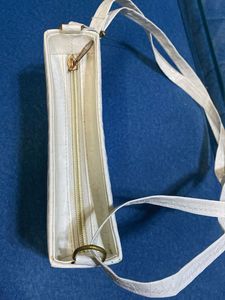 White Croc Embossed Shoulder Bag