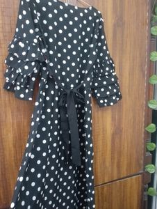 Black And White Dotted Maxi Dress