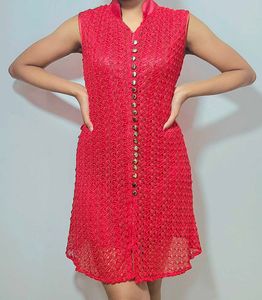 Red Stretchable Party Wear Mini Dress