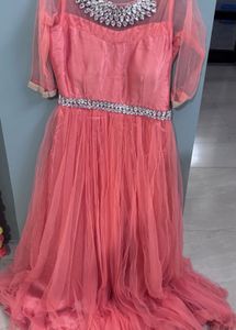 Elegant Orange Ethnic Gown