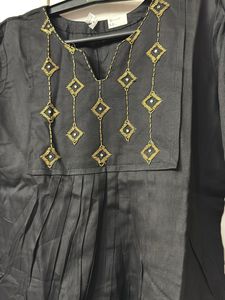 Black Kurti unique embroidery work With Astar