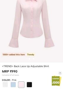 Trendy Pink Lace Up Shirt