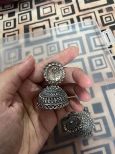 Oxidized Jhumka Earrings