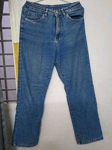 Blue Denim Straight Leg Jeans