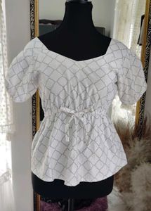 Patterned White Top