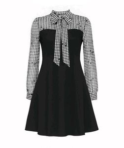 Korean Black Dress With Bow Neck