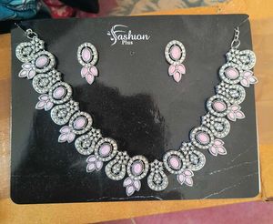 Pink Stone Necklace &amp; Earring Set