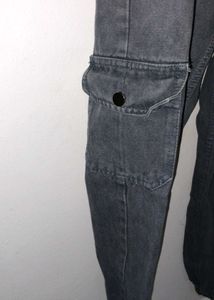 Ash Colour Baggy Jeans with Elastic Hem