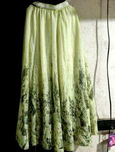 Green Chiffon Maxi Skirt