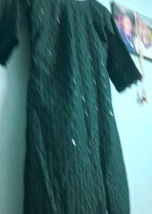 ELEGANT GREEN CHIKANKARI KURTI WITH MIRROR