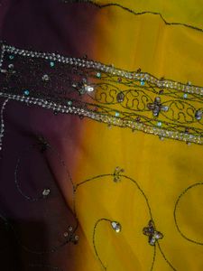 Vintage Yellow Saree With Maroon Boundary