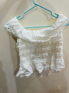 White Lace Crop Top