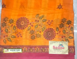 Vibrant Sanju Pure Cotton Saree with Floral Border