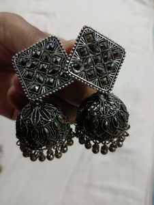 Oxidized Jhumka Earrings