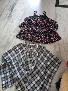 Checked Skirt with top