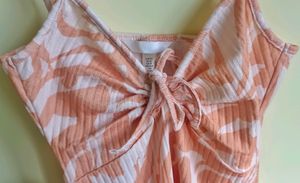 H&amp;M Orange &amp; White ribbed Bodycon Dress