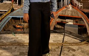 Black Corduroy Wide Leg Trousers