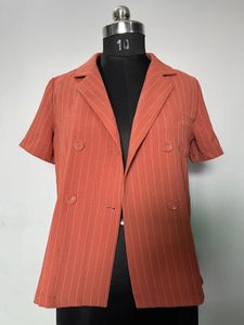 Striped short sleeve blazer
