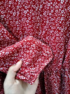 Beautiful Red Flower printed daily wear Gown
