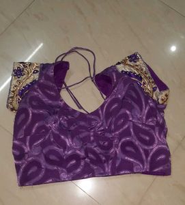 Purple Embroidered Sari