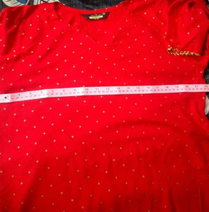 🔥Sale🔥GoSriki Red Polka Dot Kurta Pant Set