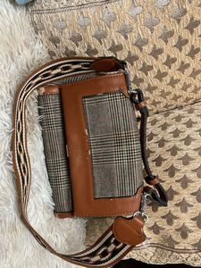 Plaid & Brown Crossbody