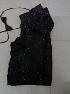 Black Colour Shinny Blouse Festive Wear