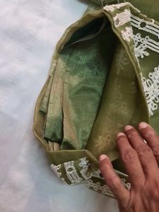 Olive Green Organza Dress Material