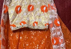 Golden Orange Lehnga Choli