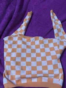 Checkered Knit Cardigan