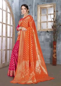 Elegant Orange &amp; Pink Saree